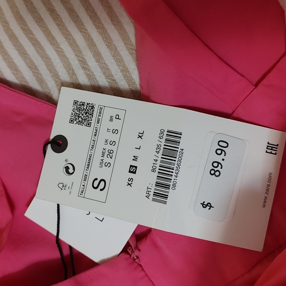 Zara Pink Tied Poplin Dress size small - Picture 7 of 11